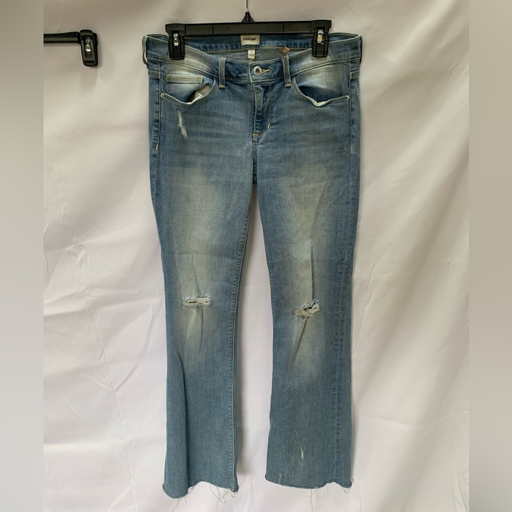Sneak Peek flares, raw hem